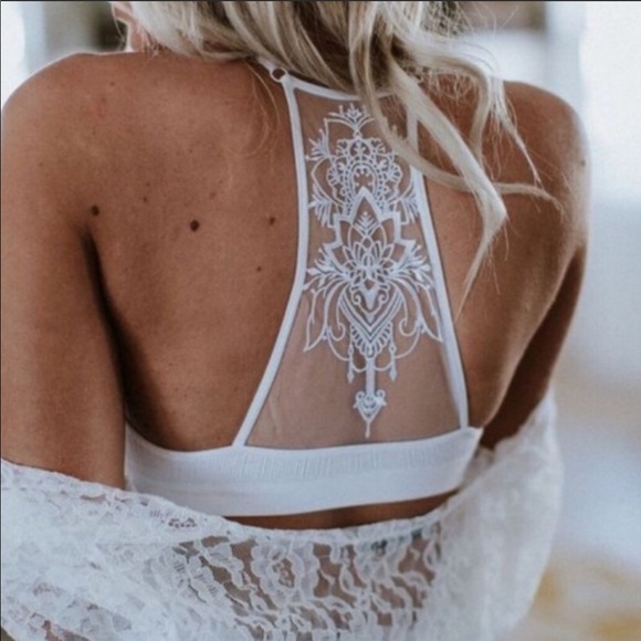 Bralette bra sheer mesh tattoo back - Picture 2 of 8